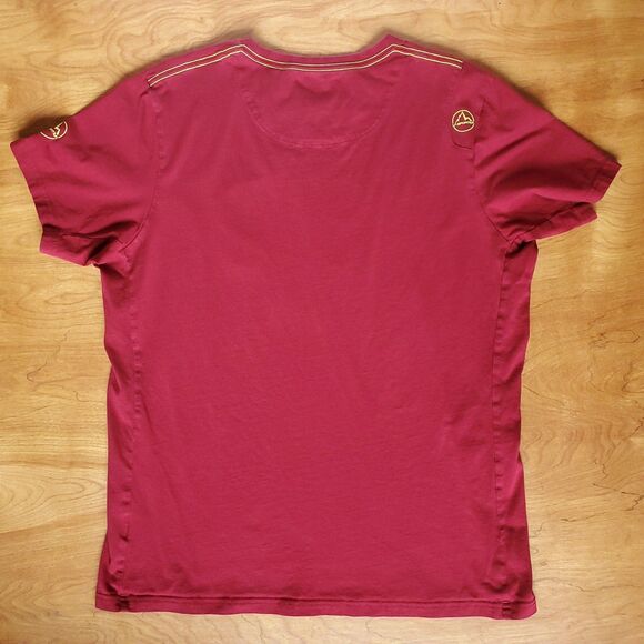 La Sportiva Van T Shirt Mens L Red Organic Cotton Camper Bus Outdoor Life - Picture 3 of 9